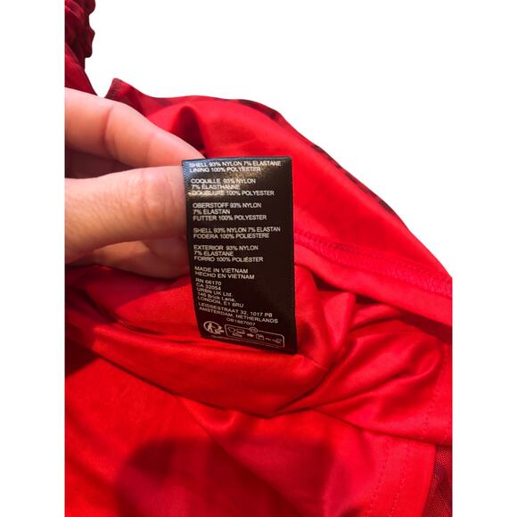 Retro Kimchi Blue Romantic Red Sheer Lined Tank Romper w.Black Detail - Size L - Picture 3 of 4